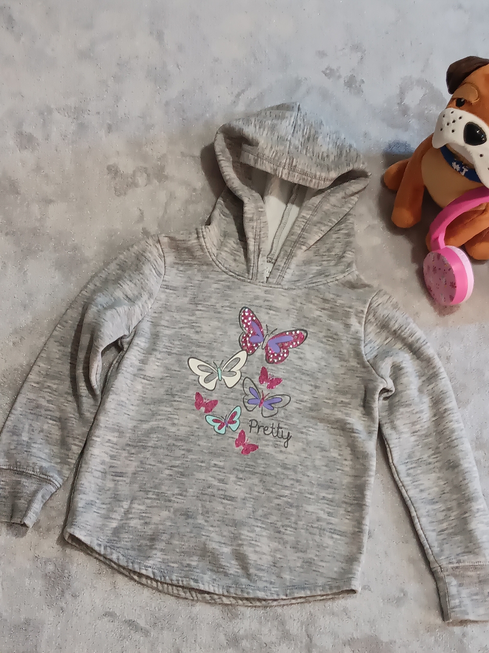jumping beans Light Gray Hoodie with Colorful Butterfly Print